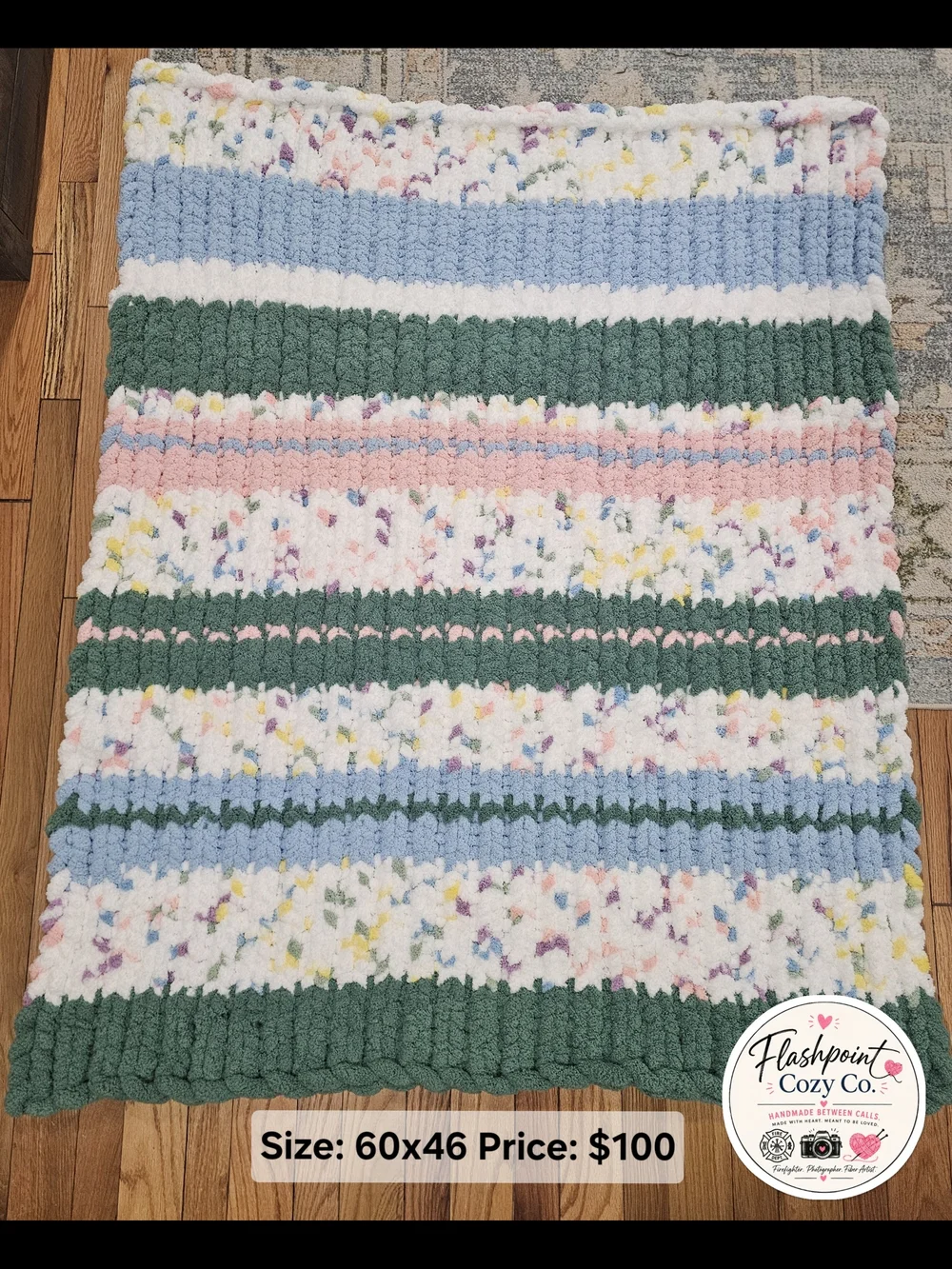 Handmade Chunky Knit Blanket | Pastel Confetti